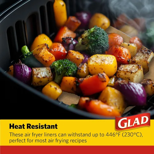 Vista 4 de Forros para freidora de aire Glad, antiadherentes y resistentes al calor, material de grado alimenticio, adecuados para freidoras de aire redondas
