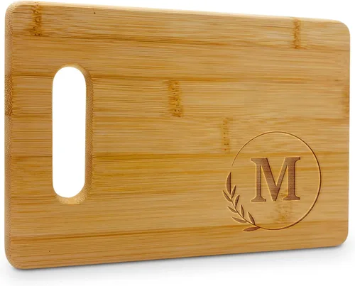 Vista 29 de On The Rox Tablas de cortar con monogramas, 9 x 12 pulgadas, tablero de bambú grabado personalizado de la A a la Z (A) – Tabla de cortar de madera