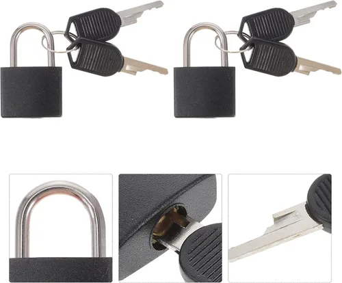 Vista 5 de Cerradura para casillero 2 piezas Llave para el candado trasero Reemplazo de almacenamiento de libros con mini cerradura negra Viaje Mm Joyería