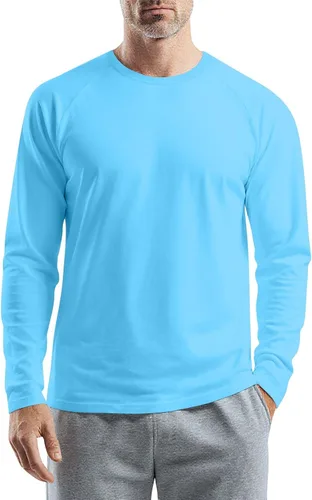 Vista 18 de Camisetas para hombre, manga larga, color sólido, cuello redondo, camisetas básicas informales, M-3XL