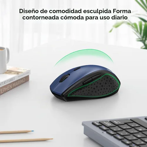 Vista 3 de TECKNET Mouse inalámbrico, mouse USB de 2.4 G con 6 niveles ajustables 3200 DPI, batería de 30 meses, empuñaduras ergonómicas, 6 botones portátiles
