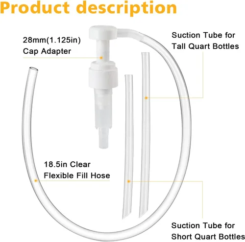 Vista 2 de Ouzorp Bomba de líquido para botellas de cuarto de galón – Bomba manual de 5 cc para transferencia de aceite, transmisión y líquido diferencial,