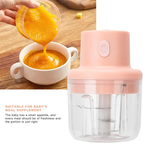 Vista 3 de Picadora eléctrica de carne de 8.5 fl oz, picadora de alimentos de cocina con carga USB, mezclador de alimentos complementario multifuncional