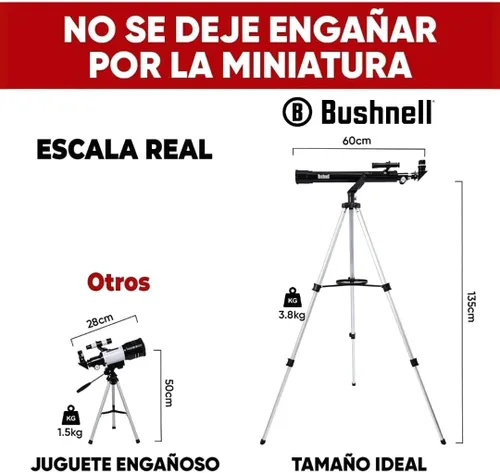 Vista 8 de Bushnell Telescopio refractor 1,968.5x164 ft m, telescopio de visión del espacio profundo 181561