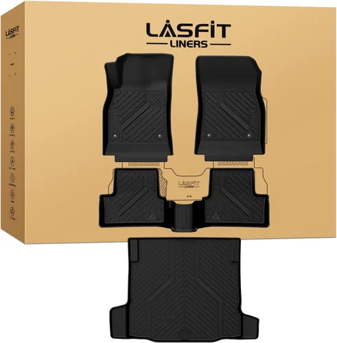 Vista 22 de LASFIT - Tapetes de suelo y maletero de auto, ajuste personalizado, de TPE, para todo tipo de clima, impermeable, juego completo, negros