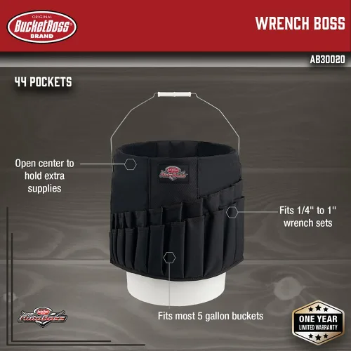 Vista 3 de Bucket Boss Organizador de herramientas de cubo Wrench Boss en negro, AB30020