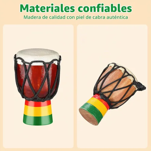 Vista 6 de Sureio 5 collares de instrumento Djembe con mini colgante de tambor africano de madera clásica de mano Congo joyería collar de percusión
