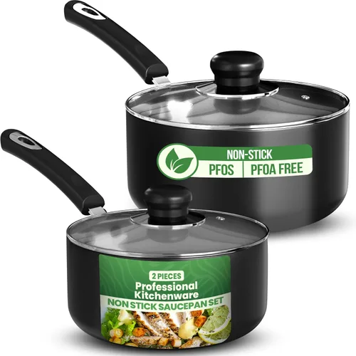 Vista 10 de Utopia Kitchen Juego de cacerolas antiadherentes con tapa, juego de ollas multiusos de 1 cuarto y 2 cuartos de galón, uso para el hogar, cocina
