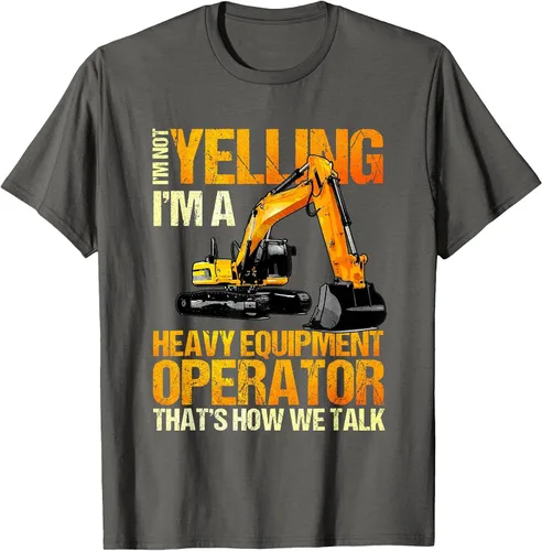 Vista 4 de Camiseta de la retroexcavadora de la construcción del operador del equipo pesado Asphalt Grey