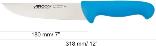 Vista 2 de Arcos Cuchillo de carnicero Range de acero inoxidable nitrum de 7 pulgadas. Cuchillo para carne. Mango azul de polipropileno. Sistema