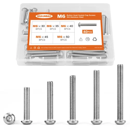Vista 22 de Tornillos de cabeza de botón M3 x 4 mm, 6 mm, 8 mm, 10 mm, 12 mm, tornillos de cabeza de botón, acero inoxidable 304, totalmente roscado, unidad
