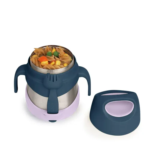 Vista 15 de b.box Tarro de alimentos aislado con tenedor para niños pequeños, recipiente fácil de abrir, acero inoxidable, más de 5 horas de temperaturas