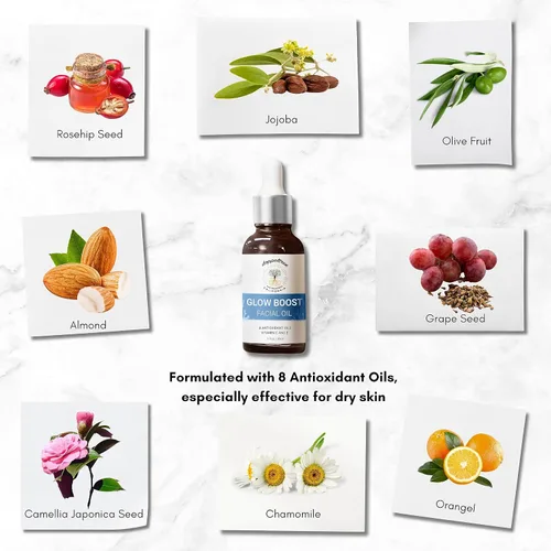 Vista 3 de Doppeltree Aceite facial para piel brillante y masaje facial de Gua Sha, aceite facial dermaplaning antienvejecimiento con aceite de rosa mosqueta