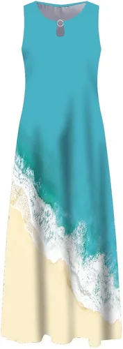 Vista 5 de ZEFOTIM Vestidos de verano para mujer 2023 de manga cortasin mangas, floral, cuello en V, vestido midi casual, a la moda, vestidos fluidos