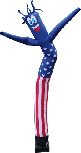 Vista 2 de American Flag USA - Tubo inflable de 20 pies de alto para hombre, marioneta agitadora para exteriores, solo bailarín de repuesto, el motor no está