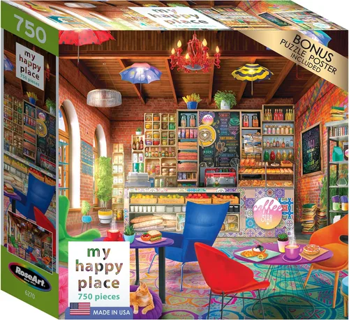 Vista 2 de RoseArt - My Happy Place - Boho Coffeshop - Rompecabezas de 750 piezas para adultos
