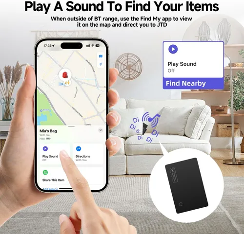 Vista 3 de Paquete de 4 tarjetas Air Tag Tracker 2026, ultra delgada, 0.07 pulgadas, impermeable IP68, funciona con Find My (iOS), para carteras, llaves 4