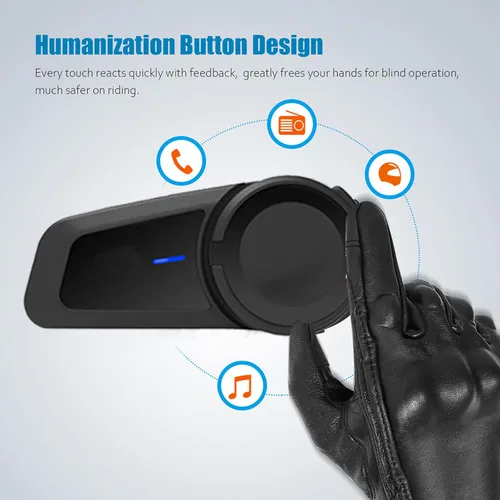 Vista 8 de QSPORTPEAK M2 - Intercomunicador de auriculares Bluetooth para casco de motocicleta, dúplex completo, inalámbrico para 6 conductores/alcance 3,280.8