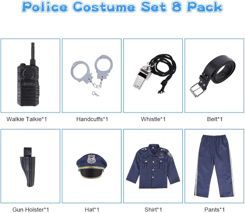 Vista 4 de Twister.CK Disfraz de policía para niños, disfraz de oficial de policía de Halloween