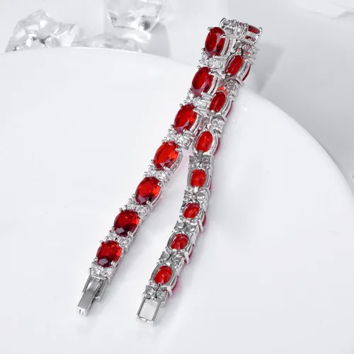 Vista 3 de SELOVO Pulsera de circonita cúbica para boda, eslabones de cadena en tono plateado