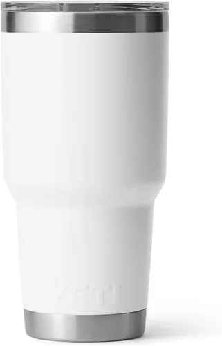 Vista 5 de YETI Rambler - Vaso de 30 oz de acero inoxidable con aislamiento al vacío con tapa MagSlider, color blanco