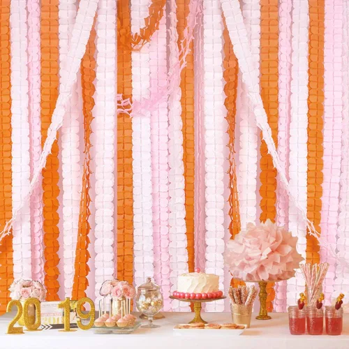Vista 8 de MerryNine - Serpentinas reutilizables para fiesta, guirnalda de flores de papel de trébol de cuatro hojas para fiesta, decoración de boda, 11.81
