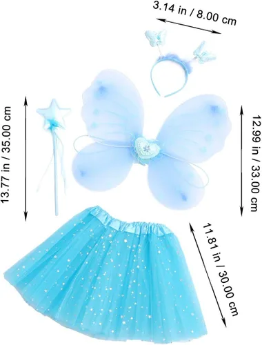 Vista 6 de TENDYCOCO Disfraz de hadas para niñas, alas de hada de mariposa, tutú, juego de disfraz con diadema