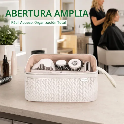 Vista 2 de KarSyon Shark Flex Style Funda para Dyson Airwrap cepillo secador de pelo Revlon herramientas para el cabello, bolsa de viaje, estuche de Beige