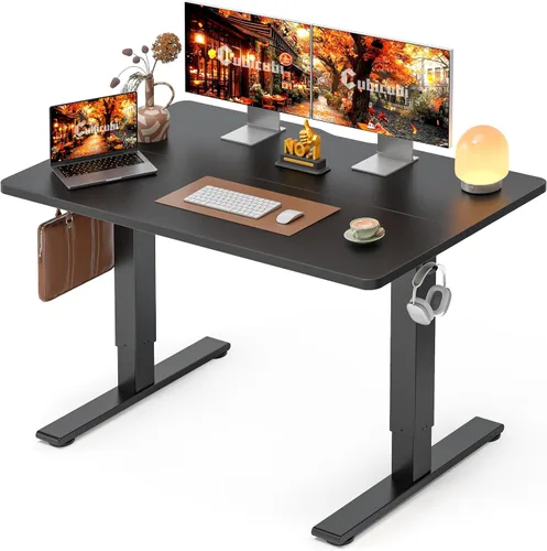 Vista 13 de CubiCubi Escritorio eléctrico de pie de 48 x 30 pulgadas, escritorio de pie ajustable en altura con ajustes preestablecidos de memoria, escritorio