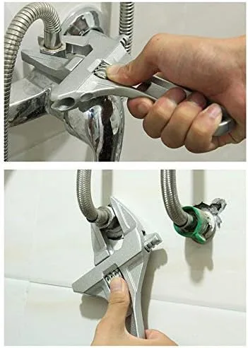 Vista 7 de Llave ajustable, llave de baño de apertura grande de 0.630-2.677 in de boca ancha, llave de aleación de aluminio, herramienta de mano de tuerca