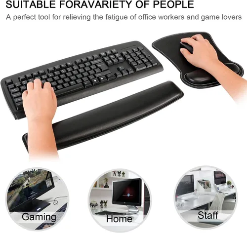 Vista 7 de RICHEN Juego de almohadilla para reposamuñecas para teclado y almohadilla para reposamuñecas de ratón con alfombrilla de ratón, resistente, cómodo