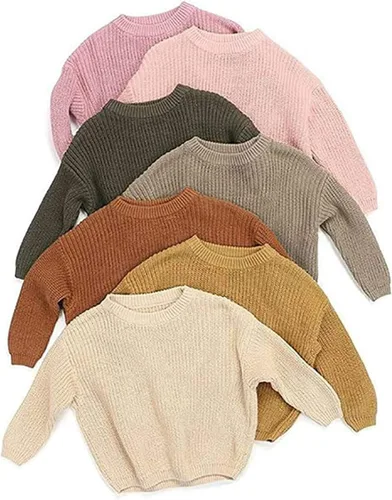 Vista 2 de Suéteres sueltos de punto de manga larga para niñas y bebés, ropa de otoño e invierno