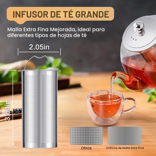 Vista 3 de Tetera de vidrio, Zpose 1200 ml/40 oz de tetera con infusor de acero inoxidable extraíble, tetera de vidrio transparente con línea de escala, tetera