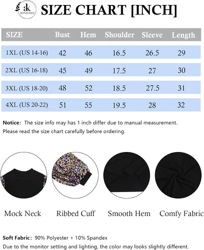 Vista 6 de Anna-Kaci Sudadera de lentejuelas brillantes para mujer, talla grande, cuello alto falso, manga larga, purpurina para fiesta