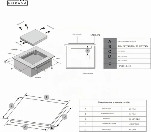 Vista 6 de Empava Placa de cocina de inducción incorporada de 30 pulgadas 4 quemadores, Bridge-SYNC, Auto RapidHeat, 3 modos preestablecidos, sensor de sartén