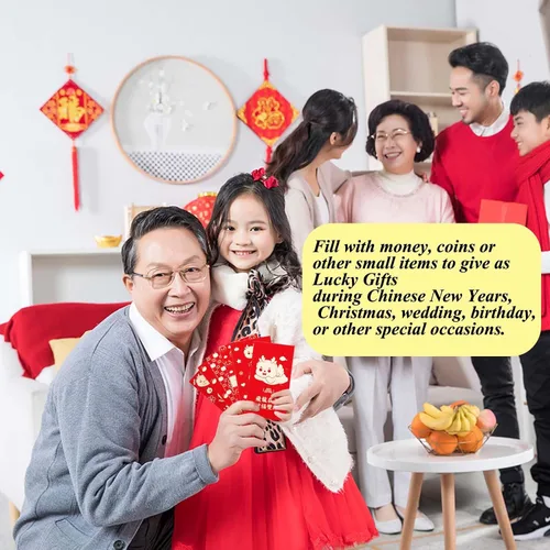 Vista 2 de Sobres rojos de la suerte de año nuevo chino, sobres de dinero de regalo 2024, Dragon Year Hong Bao, festival de primavera, cumpleaños boda, 36