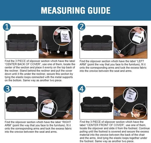 Vista 7 de Funda para sofá reclinable de 8 piezas, terciopelo elástico para sofá reclinable de 3 plazas, funda suave y gruesa para sofá reclinable, protector
