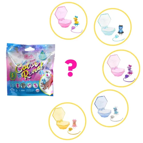 Vista 2 de Mattel - Barbie Color Reveal Pets Glitter Series, un color sorpresa revelado con cada transacción