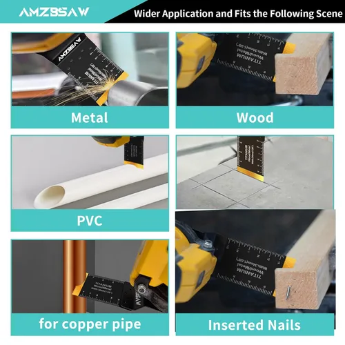 Vista 3 de AMZBSAW 100 hojas de sierra de titanio y acero de alto carbono para madera, metal y plástico, kits de cuchillas de liberación rápida, kit