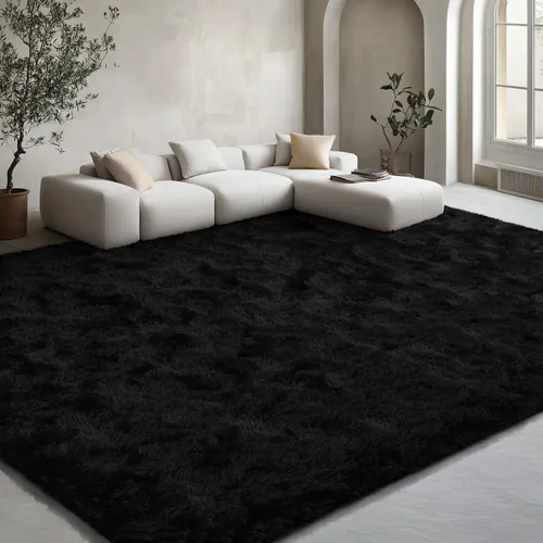 Vista 81 de EVOIONOS Alfombra Redonda Negra para Dormitorio, 4x4 Pies Alfombra de Área Circular Suave y Esponjosa para Sala de Estar, Alfombra Circular de Felpa