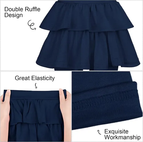 Vista 3 de Resinta Leggings sin pies para niñas con falda de volantes, falda elástica con volantes, pantalón encantador para niñas