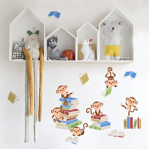 Vista 4 de MAYJOYDIY Plantillas de libro de mono, combinación de plantillas de mono de animales, 20 patrones, 11.8 x 11.8 pulgadas, material PET lavable
