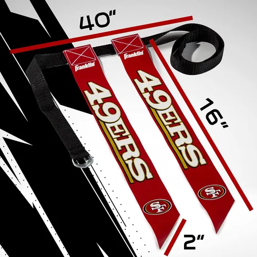 Vista 2 de Franklin Sports NFL - Conjuntos de fútbol con bandera del equipo de la NFL, cinturones + banderas, para niños + adultos, se adapta a cintura