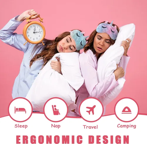 Vista 4 de Zhanmai 8 máscaras de unicornio para dormir de gato, máscara de ojos de felpa sintética de piel suave, ojos de gato, unicornio, ojos vendados