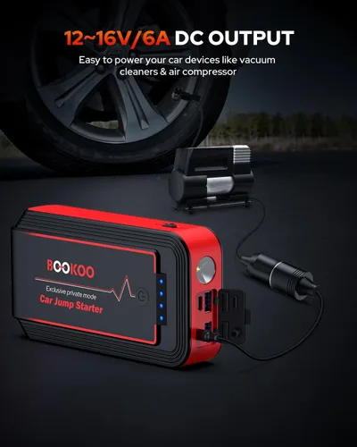 Vista 4 de Arrancador de 4000A, arrancador portátil de batería de coche BOOKOO, paquete de batería de arranque de 12V hasta 10.0L de gasolina o 3.0L de motor