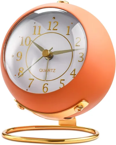 Vista 9 de Tetino Relojes despertadores analógicos, retroiluminación retro, bonito diseño simple, pequeño reloj de escritorio con luz nocturna, silencioso sin