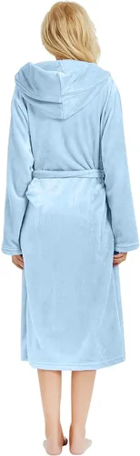 Vista 111 de HEARTNICE Bata de forro polar con capucha para mujer, bata de baño suave para mujer, bonito abrigo largo para casa