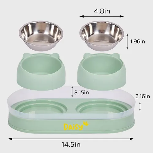 Vista 6 de Cuenco personalizado para gatos, platos de doble elevación para mascotas para gatitos pequeños, cuencos de agua y comida para perros pequeños