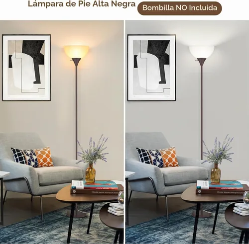 Vista 2 de Coucrek Lámpara de pie, lámparas LED de pie con pantalla de plástico blanco, luces de piso de esquina para sala de estar, dormitorio, interruptor
