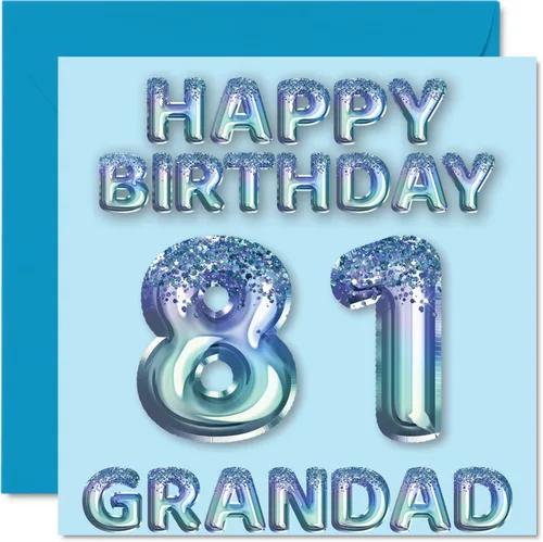 Vista 164 de Stuff4 Tarjeta de primer cumpleaños para niños, globo de fiesta con purpurina azul, tarjetas de feliz cumpleaños para niño de 1 año, nieto, hijo, 57